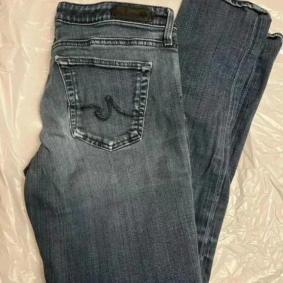 AG Adriano Goldschmied Stevie Slim Straight Distressed Jeans Blue 27R - Picture 1 of 6